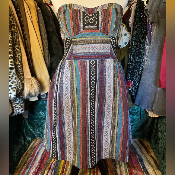 Boho strapless multicolor dress - Picture 2 of 7